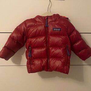 Red Patagonia Baby Hi-Loft Down Sweater jacket/coat